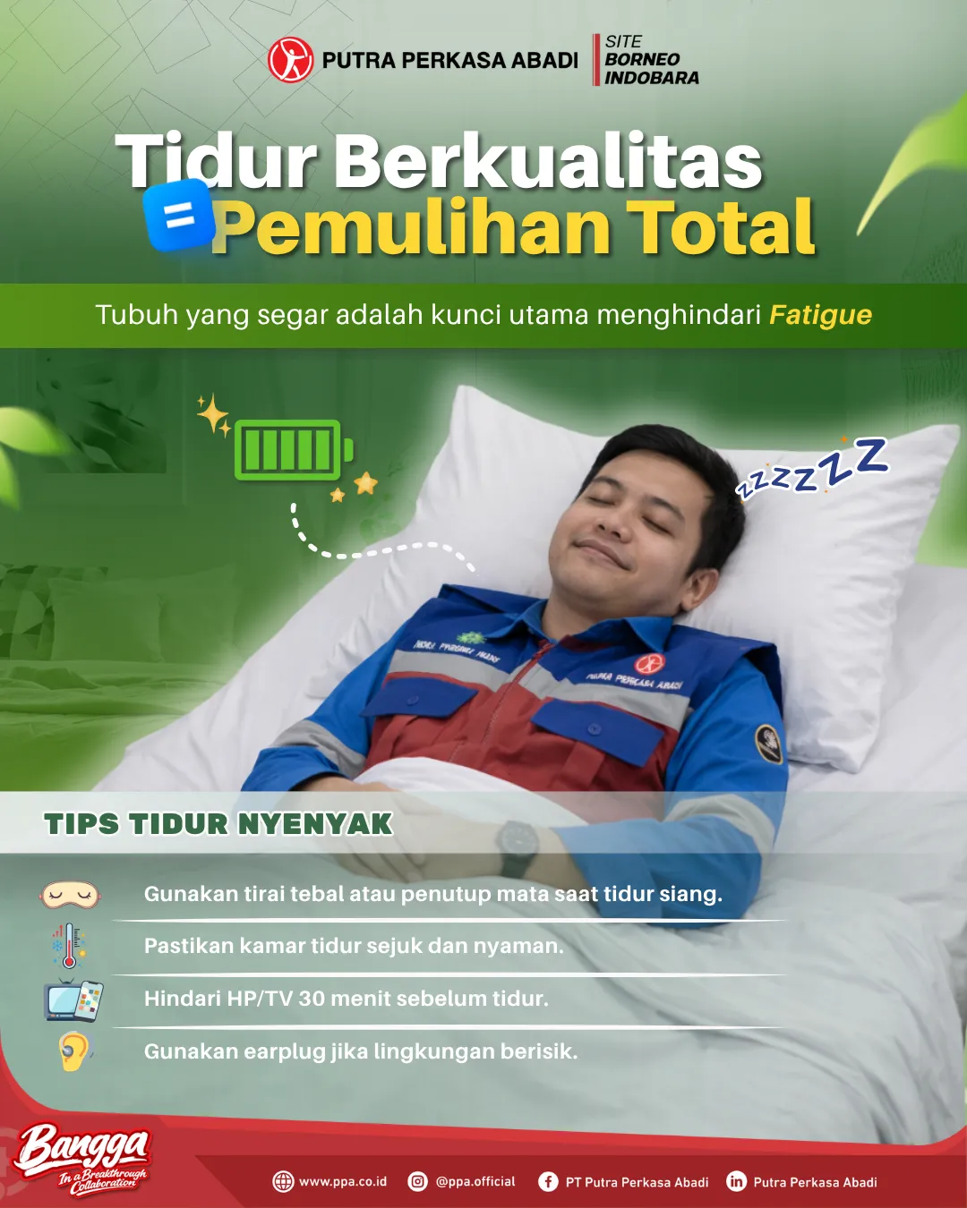 Tidur Berkualitas, Kunci Pemulihan Total dan Pencegahan Fatigue di Tempat Kerja